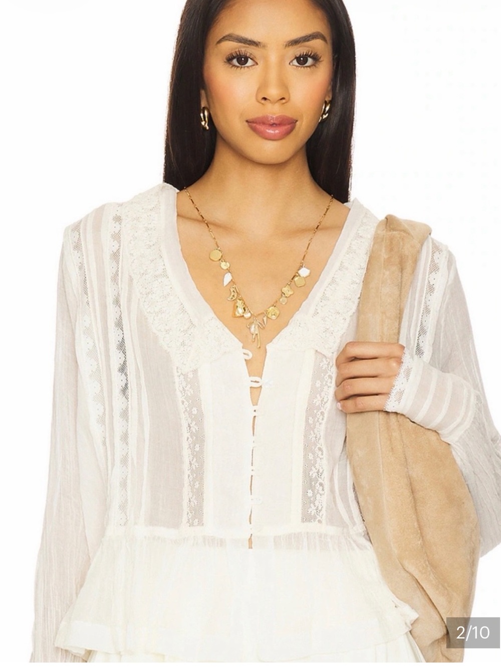 Free People Elodie Blouse - Ivory L